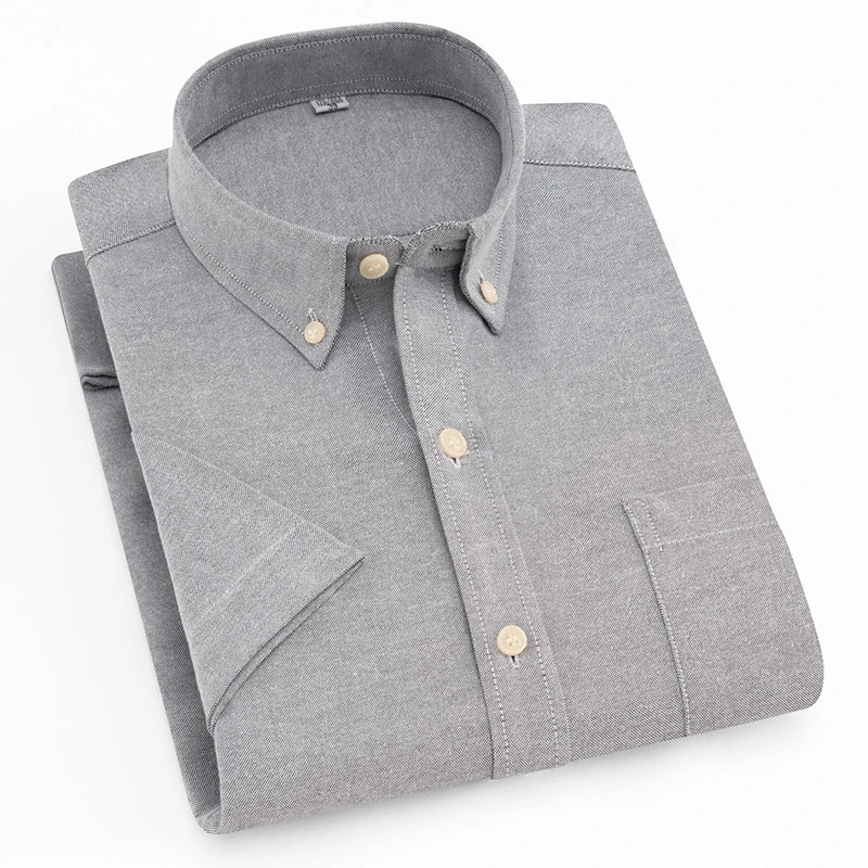مكتب قصير كم قميص الرجال 2018 الصيف الجديدة الرجال النمط الأساسي أكسفورد قميص زائد الحجم الصلبة الأبيض الأزرق القطن ذكر قميص قمم