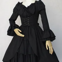 Новинка г. черный/красный/белый с длинным Расклешенным рукавом Готическая Лолита панк аниме платье для дам