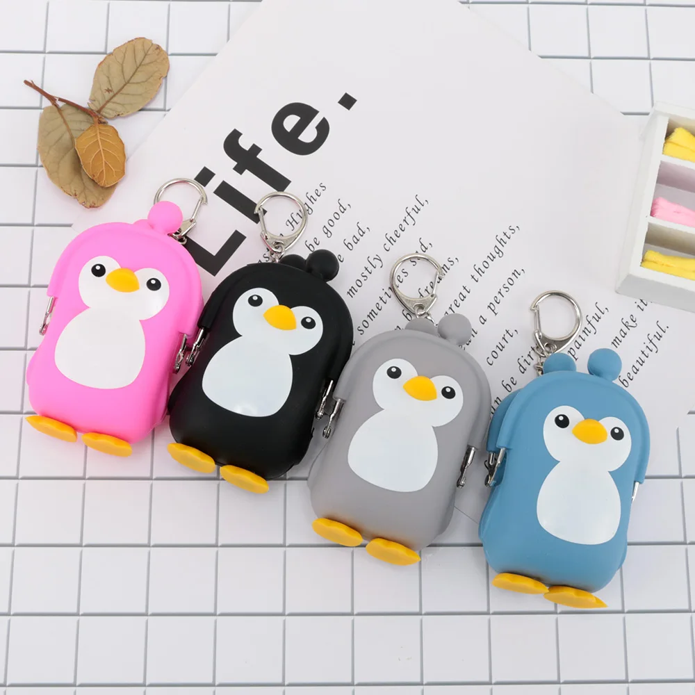 New Fashion 1PC Cute Silicone Cartoon Animal Penguin Women Girls 3D Wallet Purse Keys Coin Bag For Kids Gift 14* 7* 4cm