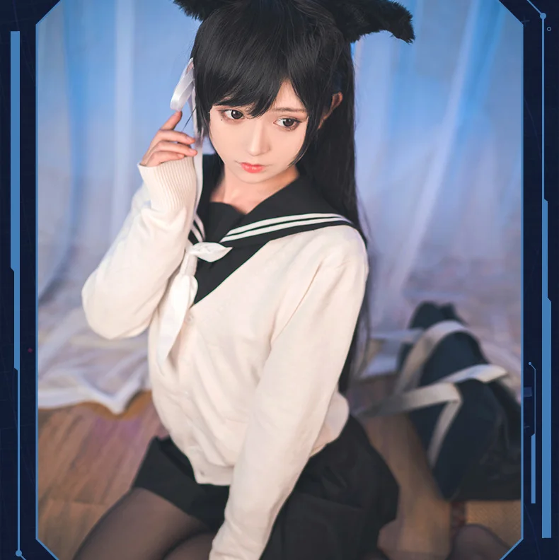 Azur Lane IJN Atago Косплэй костюм JK форма костюмы с юбкой свитер пальто Головные уборы