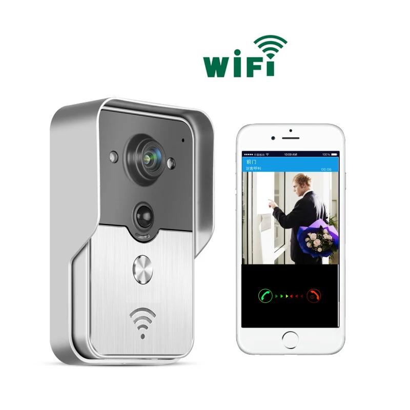 WiFi Smart Door Doorbell Peephole Camera PIR IR Night Vision Alarm