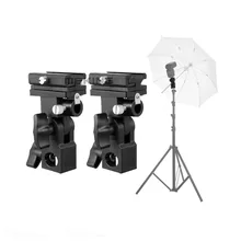 Flash Hot Shoe Umbrella Mount Holder Swivel for Light Stand Flash Bracket B 2pcs universal swivel flash stand holder for lamp and camera