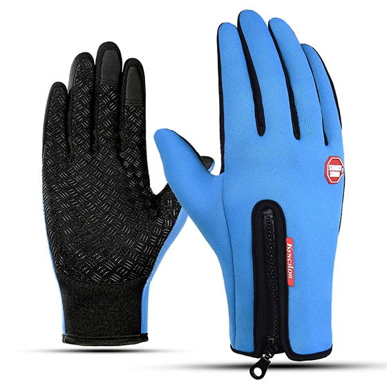 WEST BIKING, теплые велосипедные перчатки с сенсорным экраном, велосипедные перчатки для мужчин, противоскользящие, ветрозащитные, для спорта на открытом воздухе, MTB, шоссейные, велосипедные перчатки - Цвет: Blue