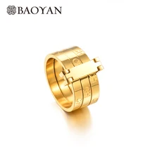 Baoyan позолоченные кольца с замком из нержавеющей стали с гравировкой букв CH, парные кольца, модный бренд, обручальные кольца для женщин