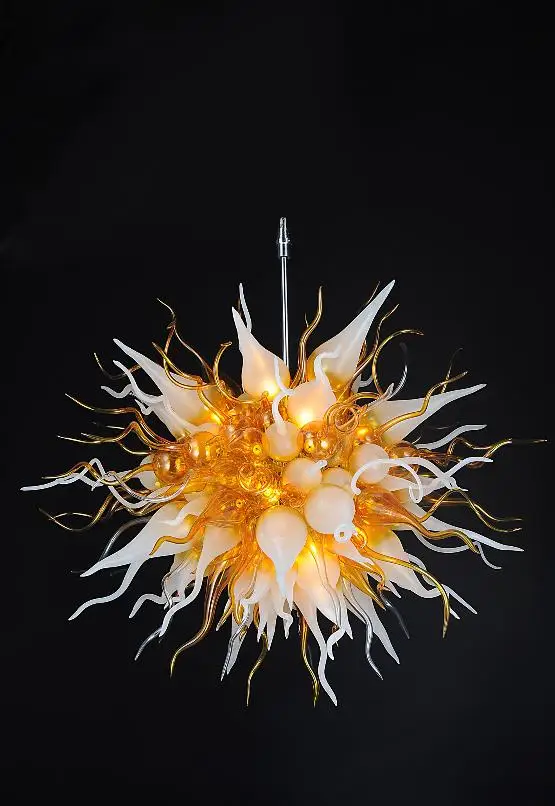 

White and Gold 100% Hand Blown Artistic Lamp Dale Chihuly Style Chandeliers