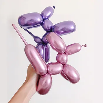 

50pcs Metallic Latex Balloons Long Shape Metal Chrome Magic Tying Twisting Balloon Baloon Wedding Birthday Decoration Supplies