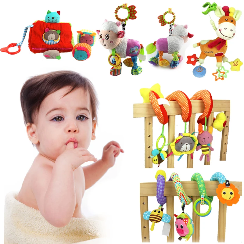 0M+Plush Baby Rattle Teether Rattle Mobile Toys Crib Bed Stroller Car