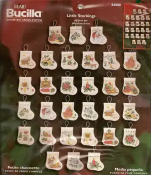 Gold Collection Counted Cross Stitch Kit Tiny Stocking Ornament Christmas Ornaments, 30 pcs stockings bucilla 84880