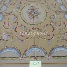 8'x10' Французский Aubusson Ковры, ручной Новой Зеландии шерстяное Ковры-светло-серый зеленый поле