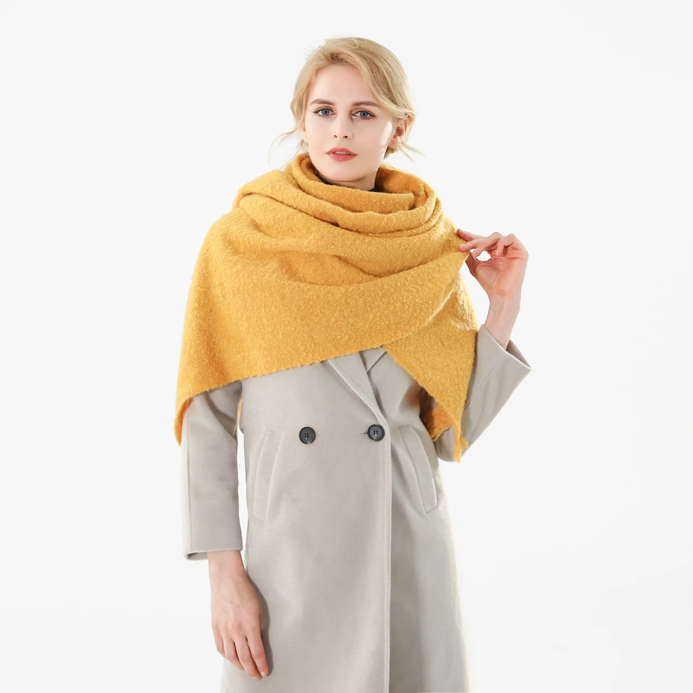 Winfox Мода зимний женский шарф желтая Пашмина кашемировая шаль одеяло платки женские шарфы
