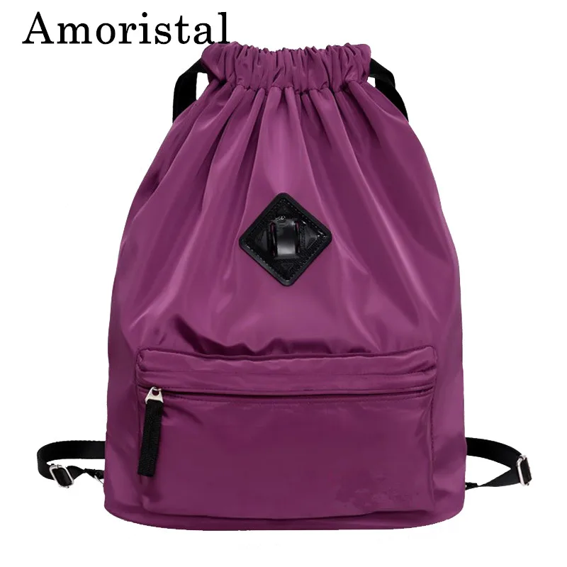 

Women Drawstring Bag Fashion Simple Pocket Lightweight Sports Fitness Bucket Bags Schoolbag Men Folding Waterproof Backpack B225