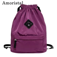 Women Drawstring Bag Fashion Simple Pocket Lightweight Sports Fitness Bucket Bags Schoolbag Men Folding Waterproof Backpack B225