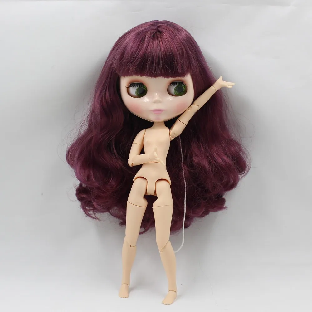 Fortune Days Nude Blyth кукла No. BL12532/135 фиолетовые волосы с челкой суставное тело телесный цвет кожа фабрика Blyth