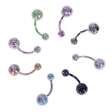 8 шт./лот, кольца для пирсинга пупка с титановым покрытием, 14 г, пирсинг для пупка, ювелирные изделия для тела из хирургической стали