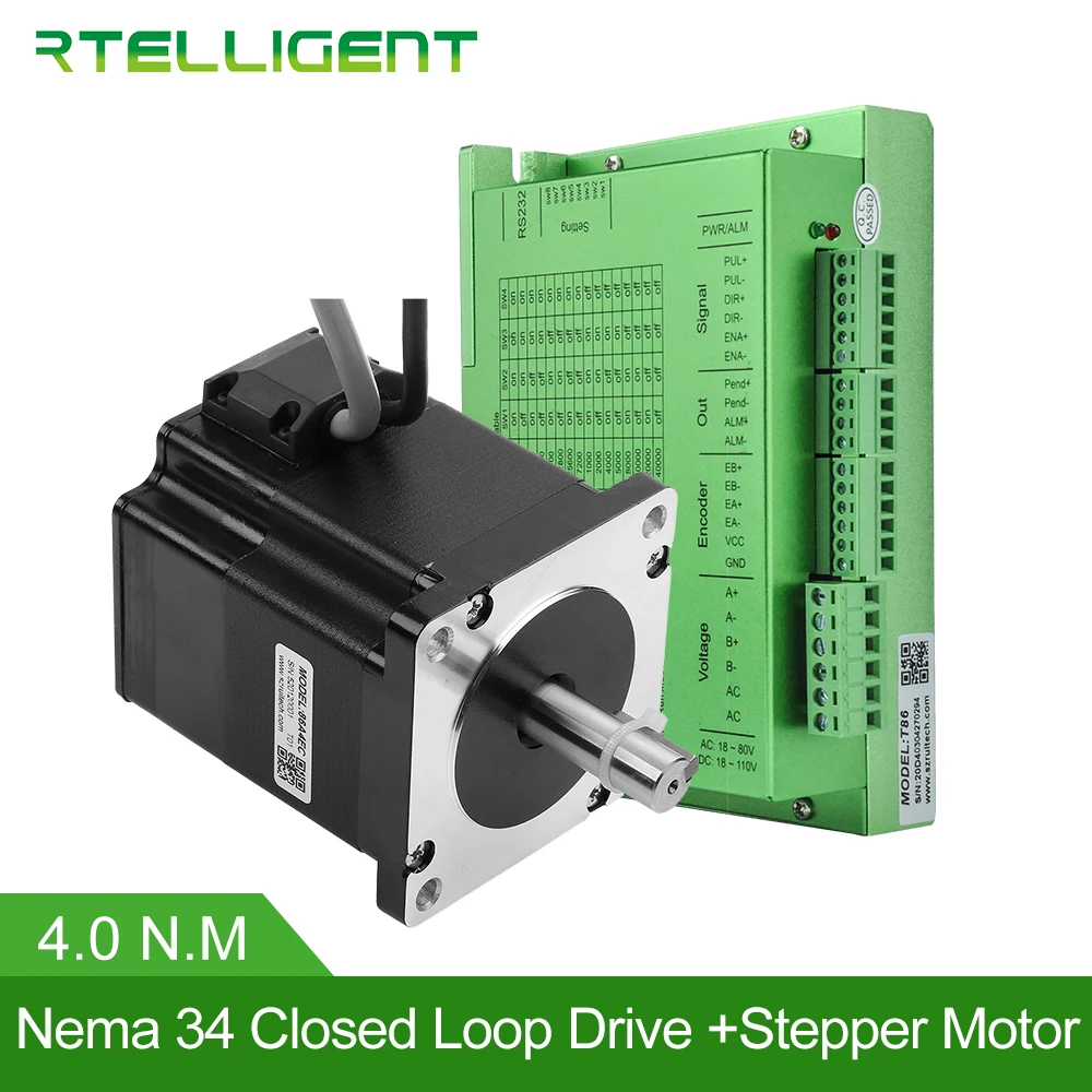 Комплект шаговых двигателей с ЧПУ Rtelligent Nema 34 4.0N.M шаговый двигатель замкнутым
