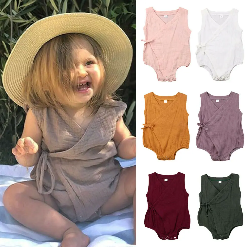 

Pudcoco Newborn Baby Girl Bodysuit Solid Color Sleeveless Ruffle Bodysuit Jumpsuit One-Piece Cotton Outfit Clothes