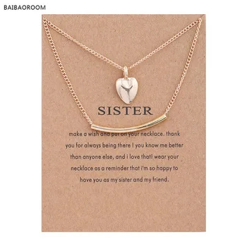 Golden Plated Sister Love Double Bars Alloy Clavicle Bones Pendant Short Necklace