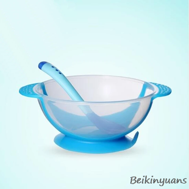 Температура зондирования bean детская посуда Детские Обучающие блюда присоска еда чаша лоток присоска детская посуда - Цвет: blue