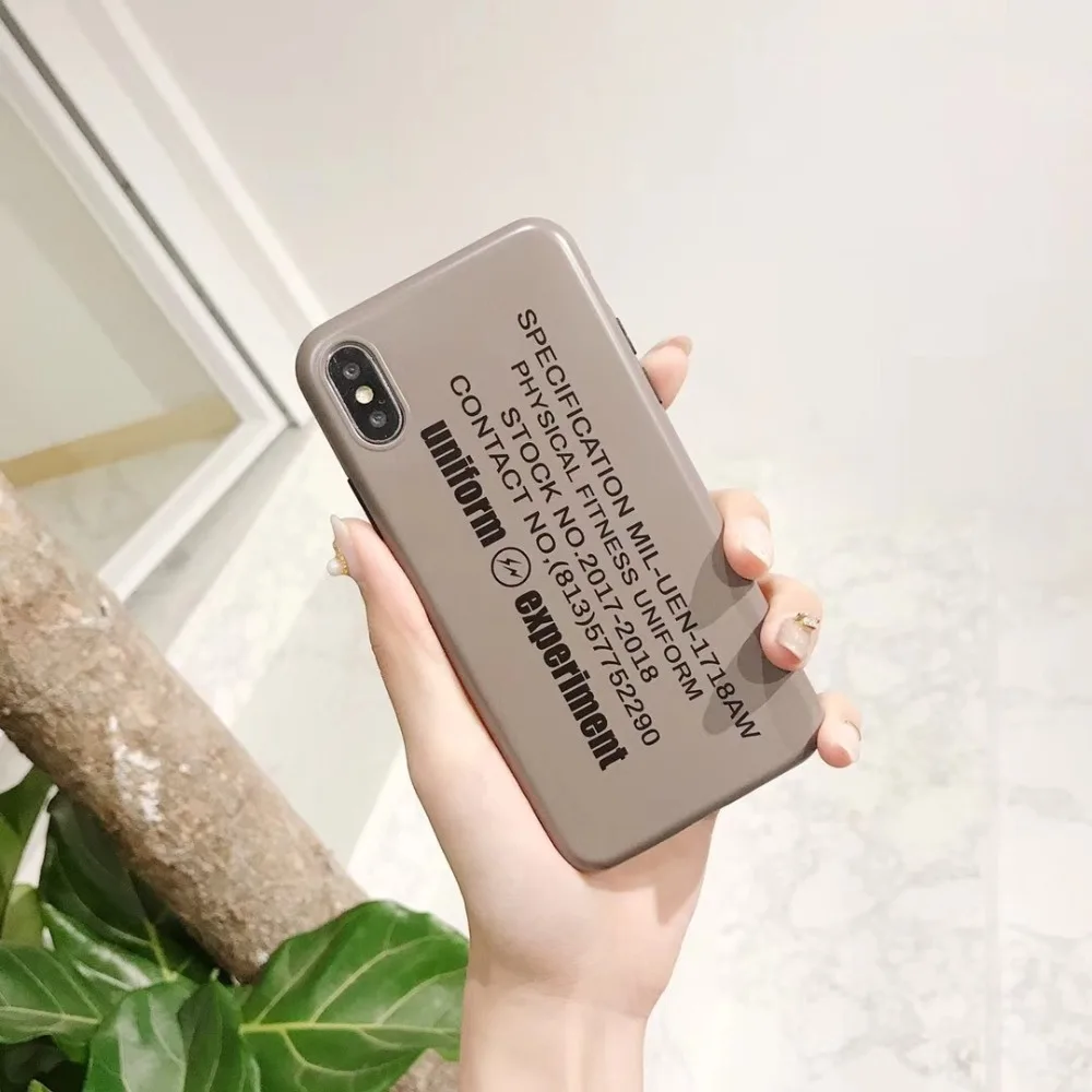 

IMD Soft Silicone Case for Apple iPhone 7 Plus Cover X 10 XS max XR 8 6 6S Coque Luxury Brand Japan Uniform Experiment Gray Capa