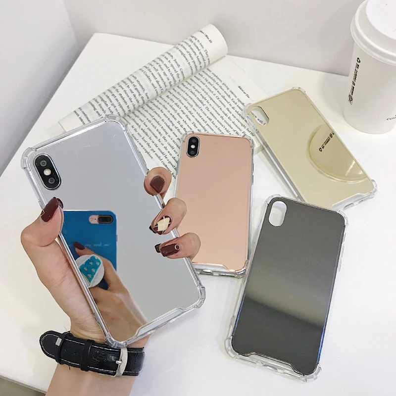 For iPhone 7 XR X XS MAX 8 6 6s Plus Case Luxury Mirror TPU Silicone Shockproof Protective Fashion Back Cover |