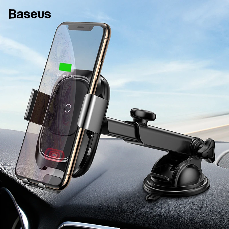 Baseus الأشعة تحت الحمراء التعريفي سيارة لاسلكية شاحن آيفون Xs ماكس Xr X سامسونج S9 تشى سريع Wirless شاحن سيارة حامل هاتف حامل