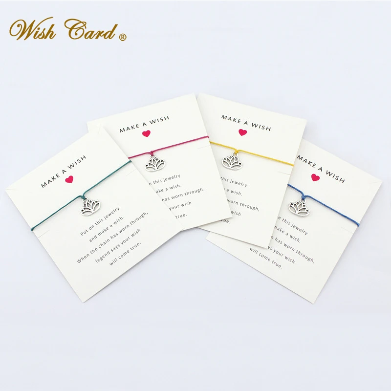 Wish Card полые браслеты лотоса для женщин подарок другу на день рождения символ