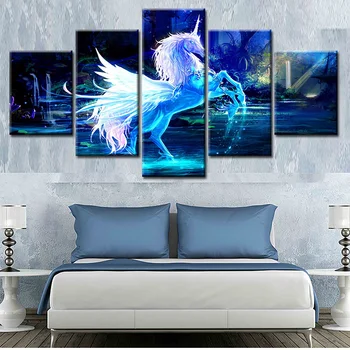 

Cartoon Poster Wall Art Canvas Painting Wall Pictures for Living Room Kids Room Decor Decoration Picture Art Print Unicorn