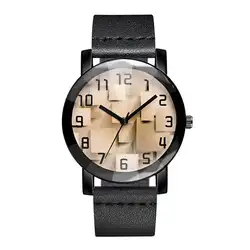 Творческий для мужчин искусственная кожа Группа Циферблат с арабскими цифрами Аналоговые кварцевые наручные часы reloj hombre 2018