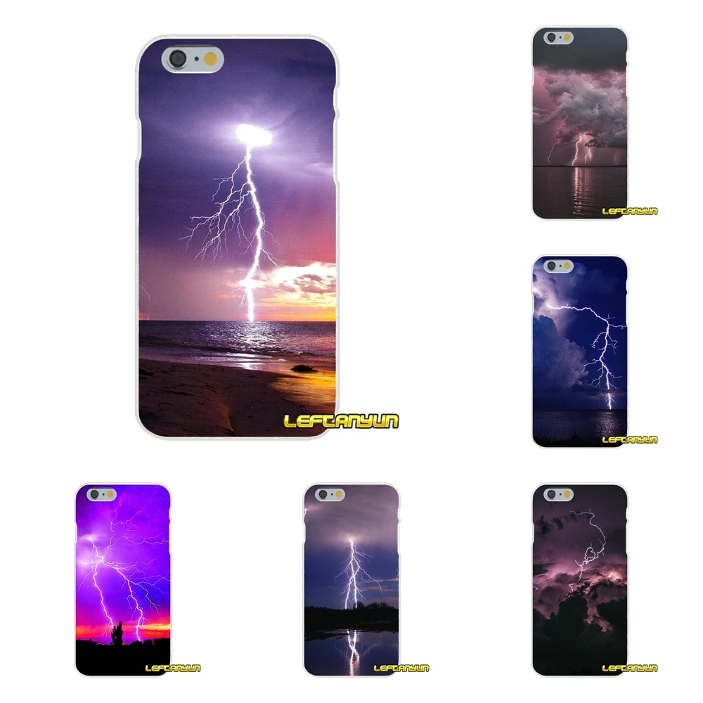 

For iPhone X 4 4S 5 5S 5C SE 6 6S 7 8 Plus Lightning storm illuminates Nature Accessories Phone Shell Covers