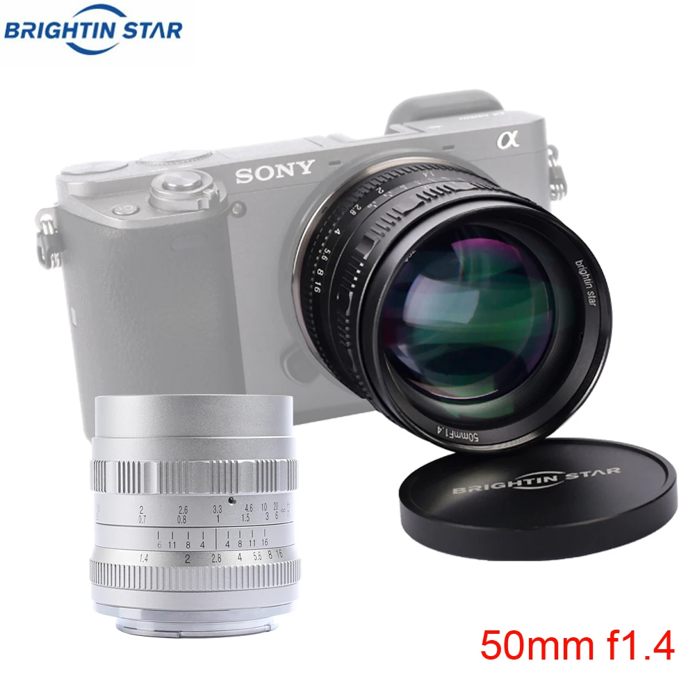 

Brightin Star 50mm F1.4 Large Aperture Standard Prime Manual Focus MF Lens For Sony A6500 A6400 A6300 A7SII A7RIII NEX7 NEX6 A7
