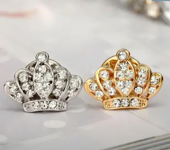 

KCCHEN1 crown Brooch suit shirt collar brooch rhinestone buckle accessories female clamp Badge for wedding party gift decor