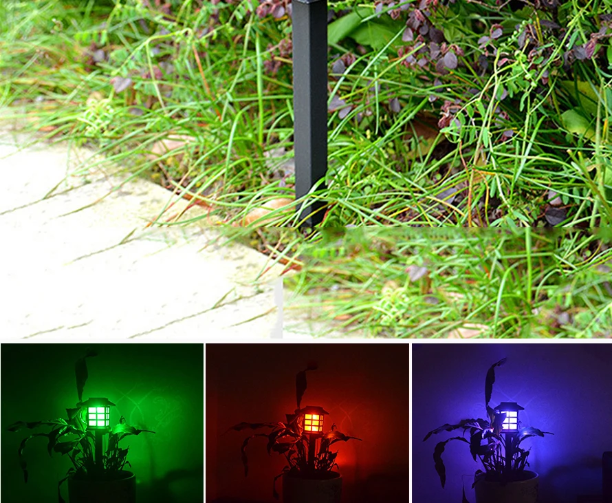 Energia da Bateria ao ar Livre à Prova Água para Landscape Solar Luz Caminho Lawn Lamp Auto d' Garden Path Quintal Luzes 8 Pcs Rgb Led 5 Ar Livre À Prova D' Água Para
