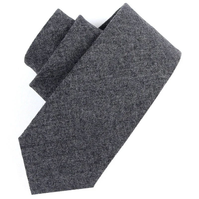 

Top Quality Wool Ties for Men 8cm Solid Black Grey Simple Gentleman Necktie Casual Formal Business Neck Tie Wool Tie Gift Box