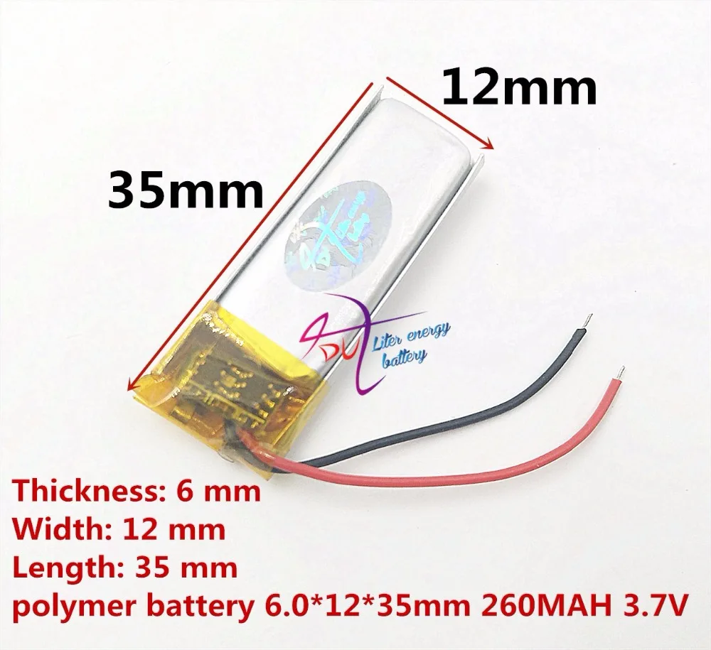 Полимерная 601235 3,7 V 061235 260 mah видеокамера-карандаш стрижка Bluetooth литиевая батарея Прямая с фабрики