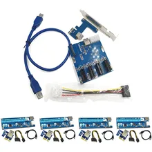4 компл. USB3.0 pci-e Экспресс 1X к 16x Extender адаптер Riser Card SATA 6Pin Мощность кабель с 1 компл. PCIe 1 до 4 PCI Expres XXM8