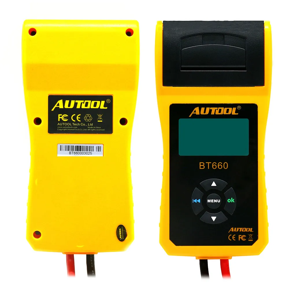 Новое поступление AUTOOL 12 в автомобильный тестер нагрузки на аккумулятор с принтером BT660/многоязычный цифровой автомобильный тестер батареи CCA100-3000