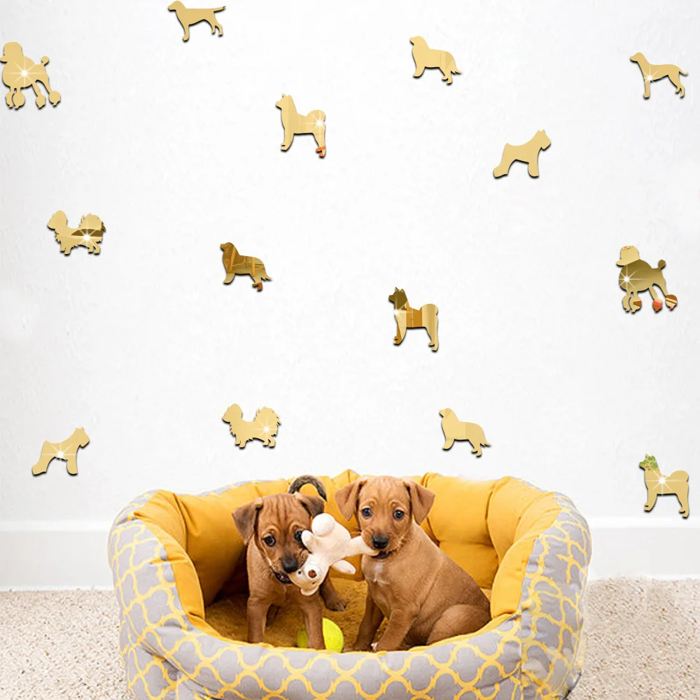 Funlife Children 's room decoration wall stickers environmental protection three - dimensional cartoon puppies mirror paste MM00 | Дом и