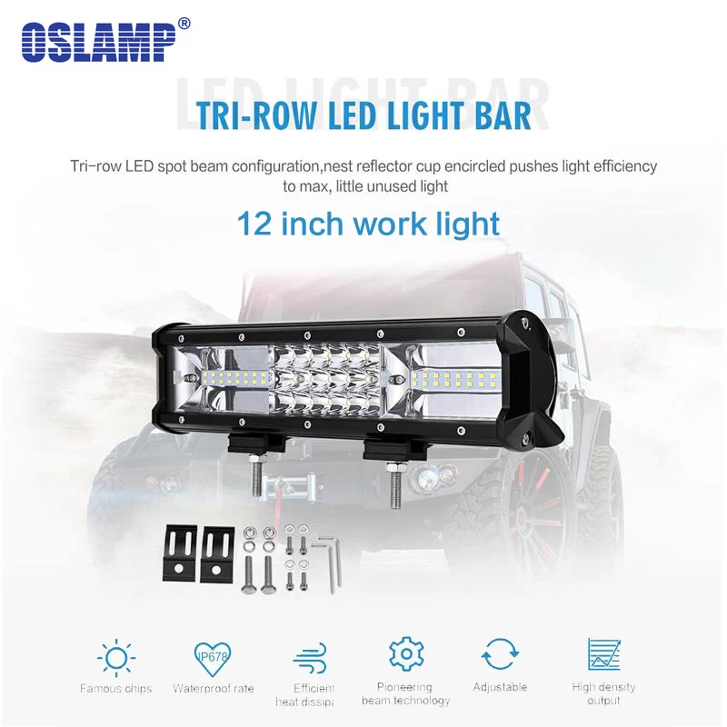 

Oslamp 162W LED Work Light 12 inch Led Work Lights Car-Styling Combo LED Offroad 4x4 Led Light Bar Driving Lights for Car