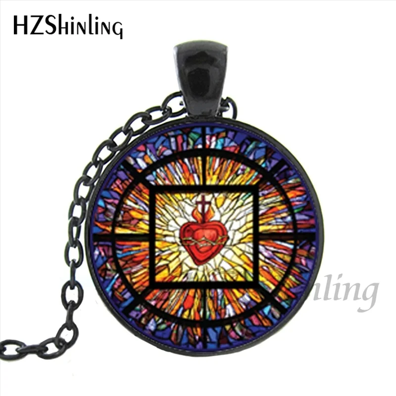 HZ1-0047, новинка, модное ожерелье с изображением всех святых, католической церкви, Святого Сердца, художественное фото, сакральное сердце Иисуса, кулон, христианские ювелирные изделия - Окраска металла: 3