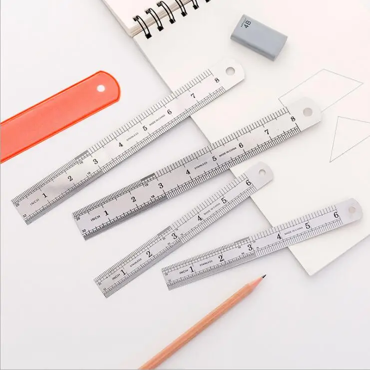 1 Piece 15cm 20cm Stainless Steel Metal Straight Ruler Measuring Study Tool Precision Double Sided Office School Stationery 1pcs 15cm 20cm ruler precision stainless steel metal ruler metric learning office drawing stationery writing supplies