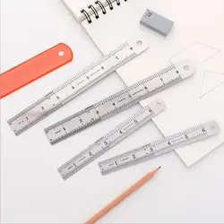 Règle droite en métal en acier inoxydable, outil d'étude de mesure de précision Double face, papeterie scolaire de bureau, 15cm 20cm 1 pièce 