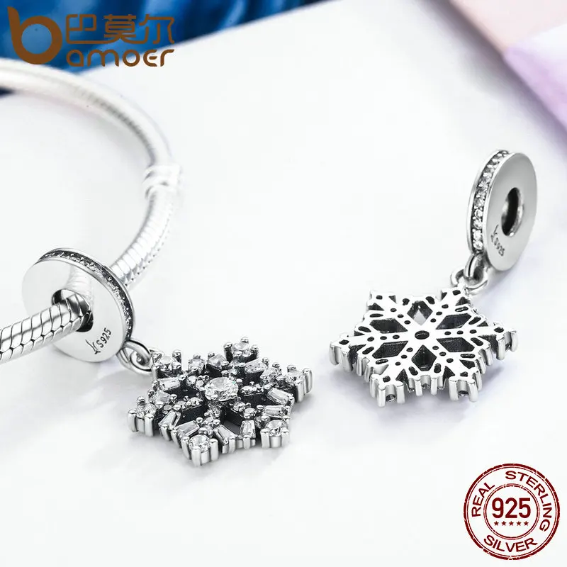 Kopen Bamoer Hoge Kwaliteit 925 Sterling Zilveren Sneeuwvlok Charms Fit Originele Armband Vrouwen Hanger Sieraden Maken SCC266