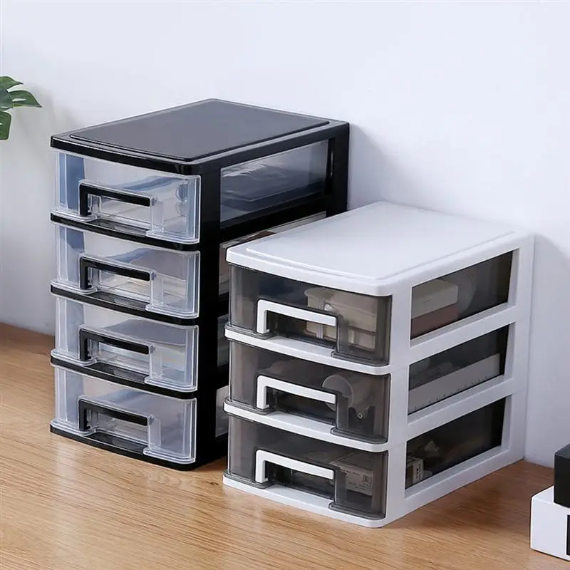  OUNONA 2/3/4 Layers Cosmetics Storage Box Transparent Desktop Drawer Storage Box Home Office Table 