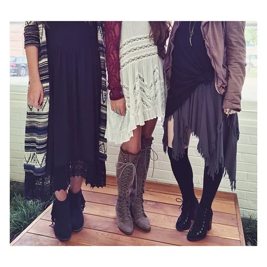 Mid Heel Grey Black Leather Cowboy Women Boots Retro Autumn Winter Boots Lace Up Knee High Boots Shoes Woman Botas Mujer (22)
