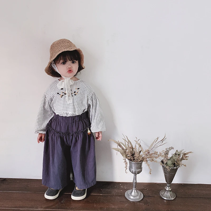 

New Spring 2019 Children Round Collar Embroidery Shirts Baby Girls Long Sleeve Loose Tops Kids Clothing