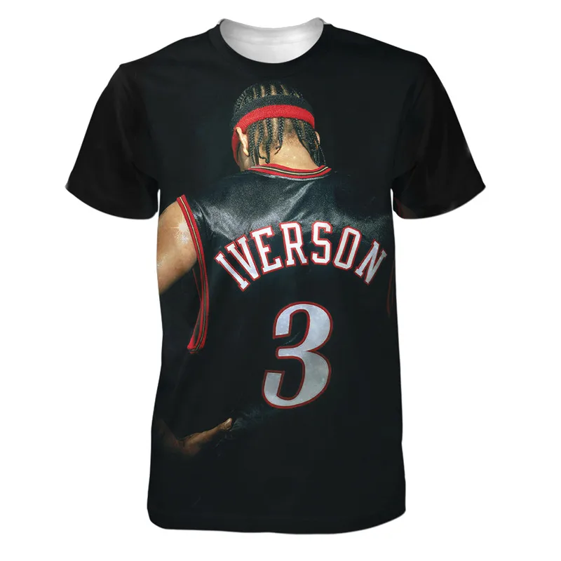 

REAL American US SIZE Iverson high quality Custom made 3D Sublimation Print T-Shirt plus size 3xl 4XL 5XL 6XL