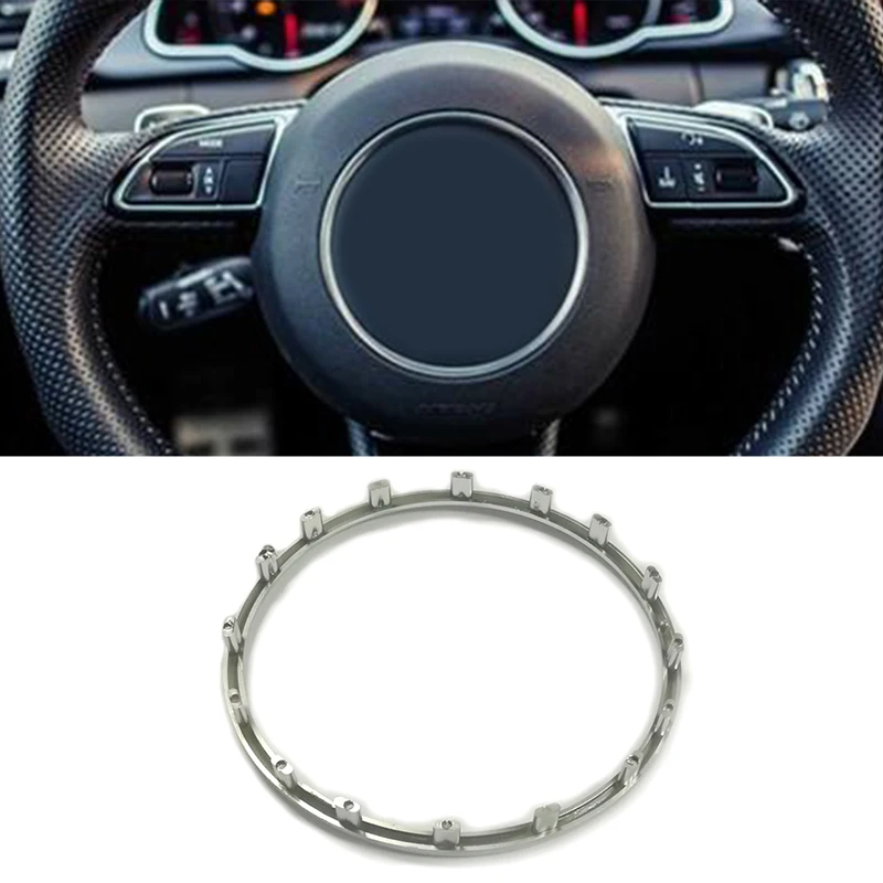 Red Car Steering Wheel Centre Ring Steering Wheel Cover Trim Aluminium Chromium alloy Decoration Frame Trim for A1 A3 A4 A5 A6 Q3 Q5