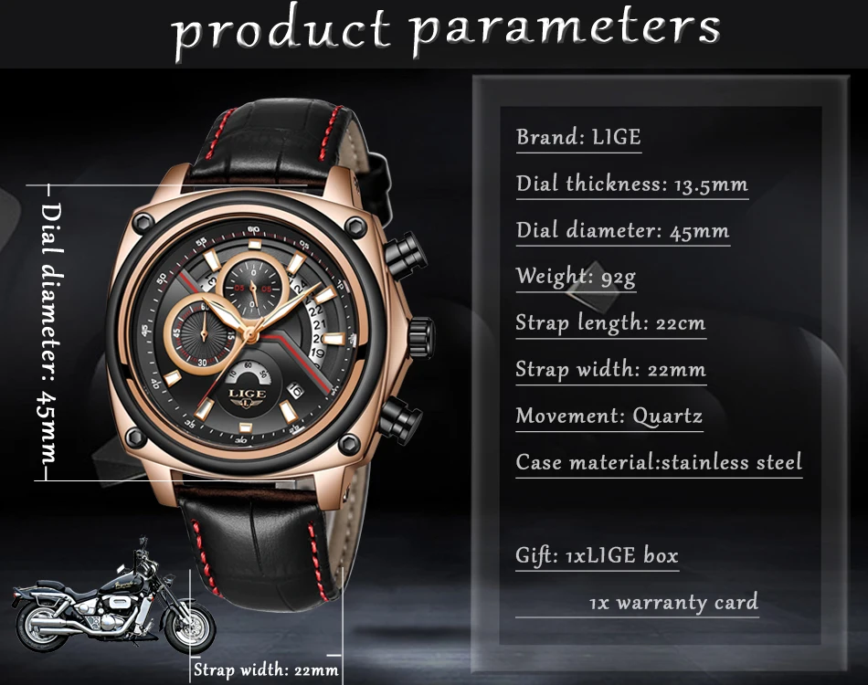 LIGE Relogio Masculino мужские часы, повседневные модные роскошные Брендовые спортивные часы, мужские военные водонепроницаемые кожаные часы