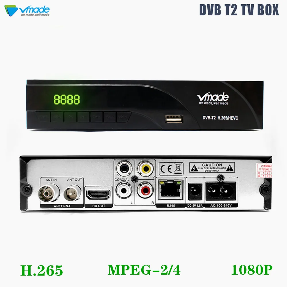 Vmade Горячая ТВ тюнер DVB-T2 HD цифровой наземный приемник Поддержка H.265 MPEG4 Dolby AC3 встроенный RJ45 сетевой приставка