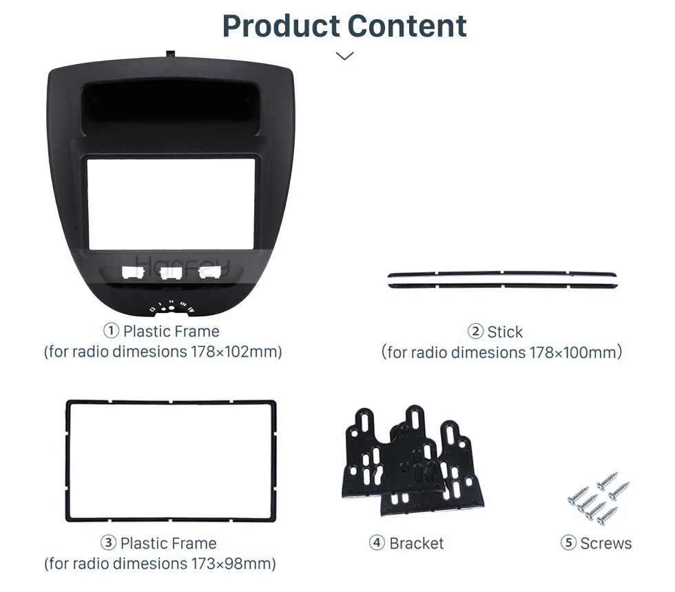 Harfey 2Din Автомобильная стерео рамка Крышка радио фасции комплект отделки для Toyota Aygo Citroen C1 peugeot 107 CD Установка приборной панели 178*100 мм